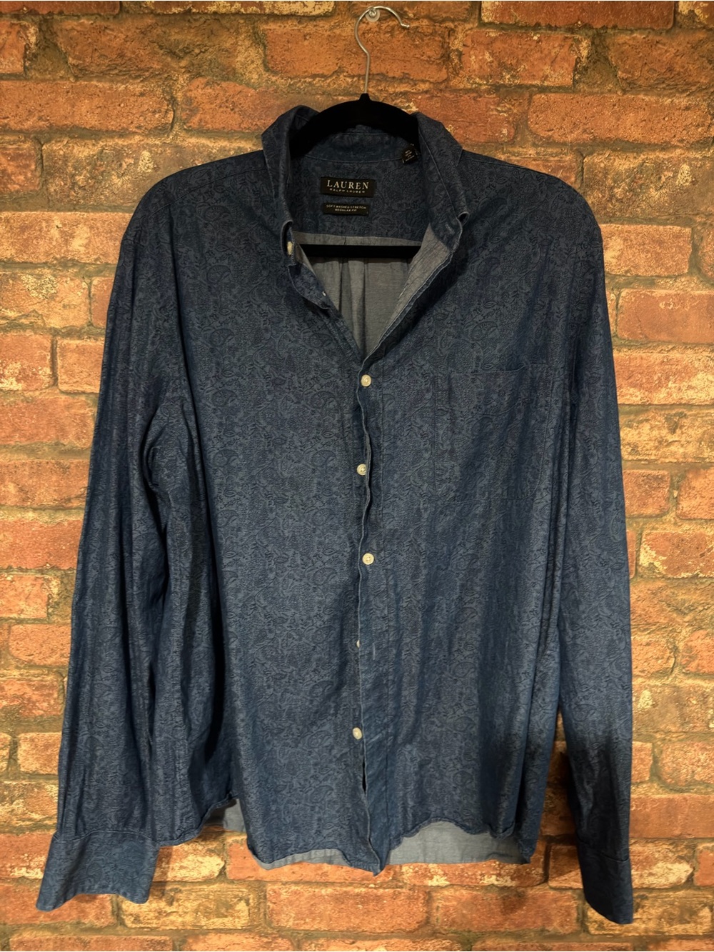 Lauren Ralph Lauren Men’s Long-Sleeve Blue Paisley Button-Up Shirt Large